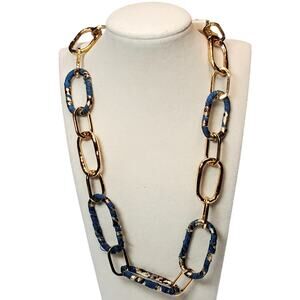 Fabric Wrapped Link Chain Cato Necklace New 14"